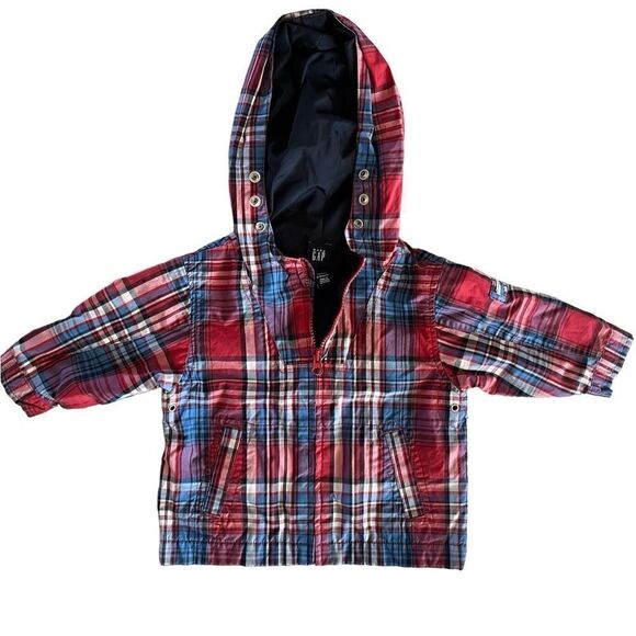 GAP Plaid Red And Blue Toddler Jacket In size 12-18 Months - Picture 1 of 3